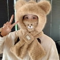 thumbnail image 3 of AJGRHE Winter Hat with Scarf Set Thickened Warm Cute Bear Ear Design Plaid Pattern for Outdoor Activities Casual Daily Wear Brown1 One Size, 3 of 4