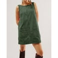 thumbnail image 2 of PUWEI Women's Casual Corduroy Overall Dress A Line Round Neck Mini Dress with Pockets, 2 of 7