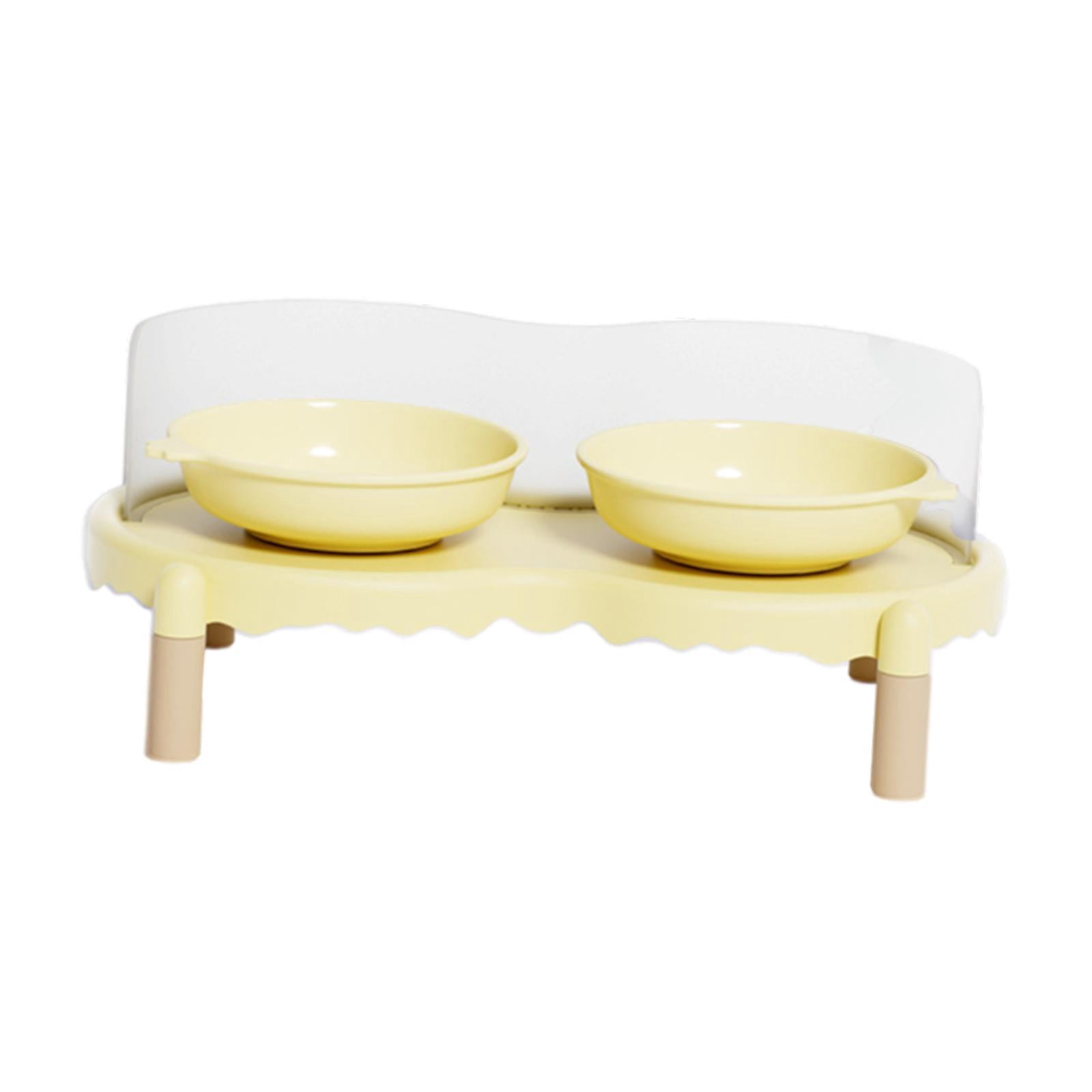 FashionCha Ceramic Elevated Cat Bowls Feeding Bowls Cat Dishes for Puppies Kittens Cats Yellow