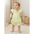 thumbnail image 5 of Loicainy Baby Toddler Girl Daisy Outfit 3 6 12 18 Months Smocked Flying Sleeve Babydoll Tops Elastic Waist Ruffle Shorts Cute Summer Clothes 2Pcs Clothes Set, 5 of 9