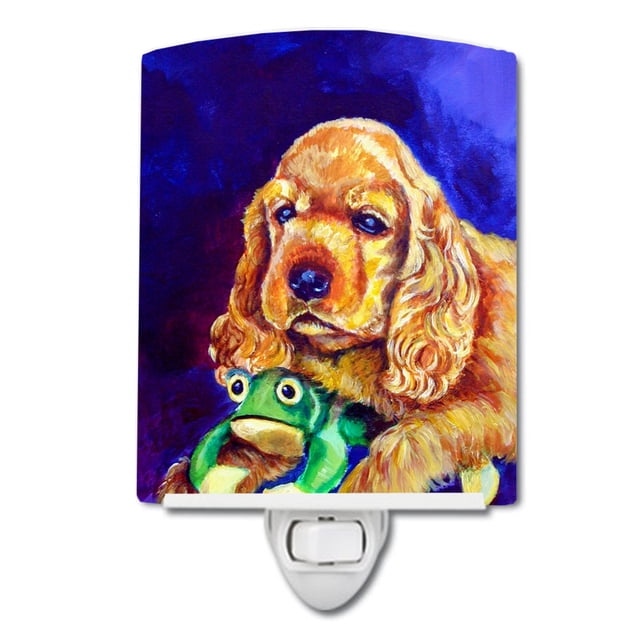 "Caroline's Treasures Cocker Spaniel con luz nocturna de cerámica de rana, 6 x 4, multicolor" Caroline's Treasures 7342CNL
