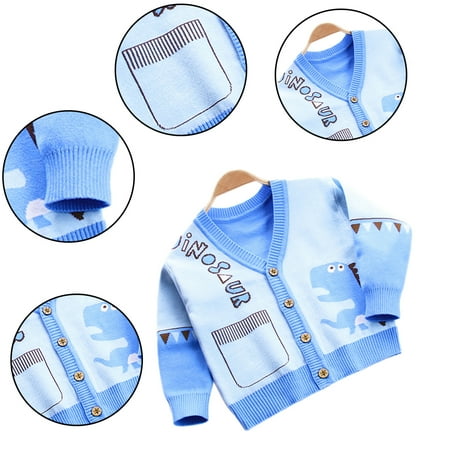 

KYAIGUO Kid Boys Cotton Sweater Toddler Baby Long Sleeve Cardigan Boys Outerwear Dinosaur Coat for 2-8Y
