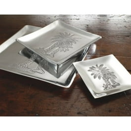 Square Silver Palm Tree Plate Square Silver Palm Tree Plate