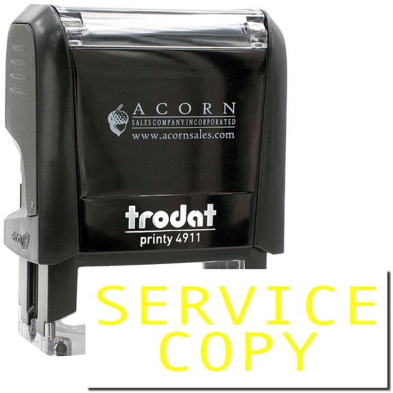Self-Inking Service Copy Stamp, Trodat Printy 4911, Press and Print Stamping, Impression Size 5/8" x 1-1/2", Up to 10,000 Impressions - Yellow Ink
