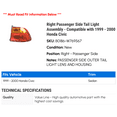 thumbnail image 2 of Right Passenger Side Tail Light Assembly - Compatible with 1999 - 2000 Honda Civic, 2 of 2