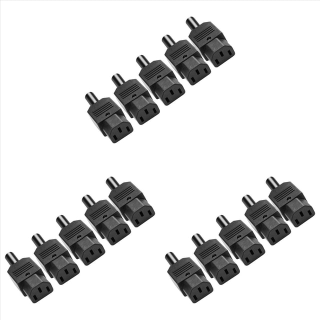 15 Conectores de Enchufe de Alimentación IEC C13, Conector de Adaptador de Alimentación Hembra C13, de Alimentación de 3 Pines, Adaptador de Alimentación de CA de 250 V y 10 A