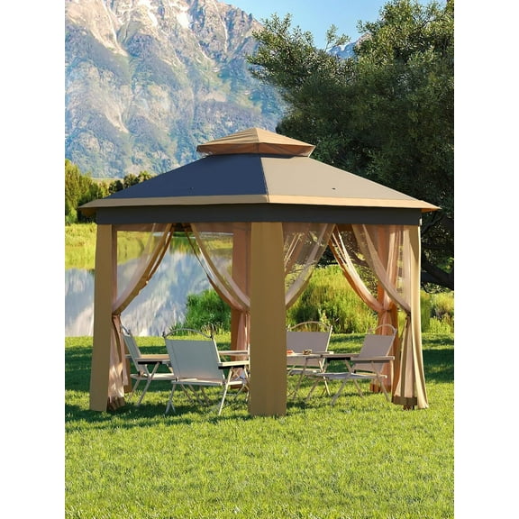 Garvee 13x13 feet Pop Up Gazebo, Hexagonal Tent with Mosquito Netting, 6-Sided Sun Shelter