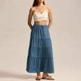 thumbnail image 3 of Womens Maxi Skirts, Elastic High Waist A-Line Tiered, Long Flowy Skirts, Casual Beach & Vacation Wear, 3 of 8
