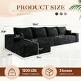 thumbnail image 6 of Muumblus 135" Cloud Sectional Sofa with Left Chaise, Cozy L-Shaped Modular Sofa, Plush Corduroy Sleeper Bed Couch, No Assembly Required, Black, 6 of 9