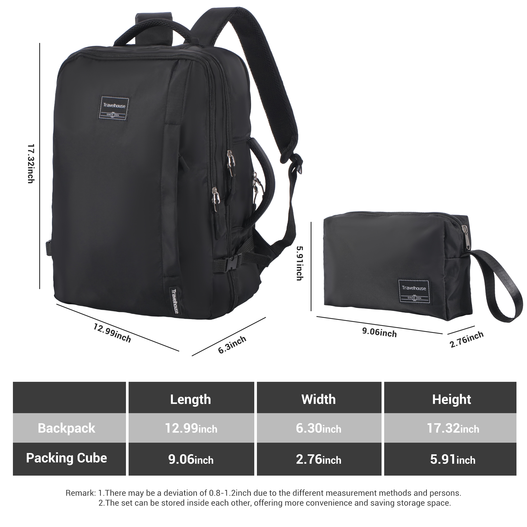 Travelhouse 35L Travel Backpack with Packing Cubes photo 6