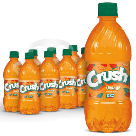 Crush Caffeine Free Orange Soda Pop, 12 fl oz, 8 Pack Bottles