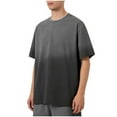thumbnail image 2 of Handshe Men's Casual T-Shirt with Relaxed Fit, Distressed Wash, Gradient Design for Daily Wear and Casual Outings, 2 of 5