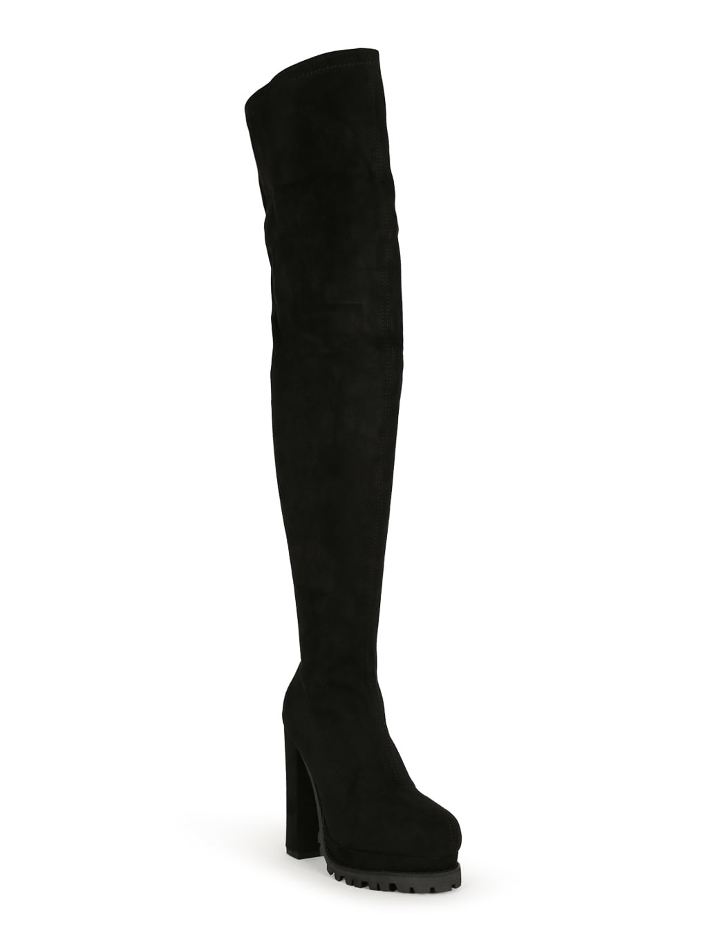 Damen Overknee Sock-Boots - Chunky Platform Stil