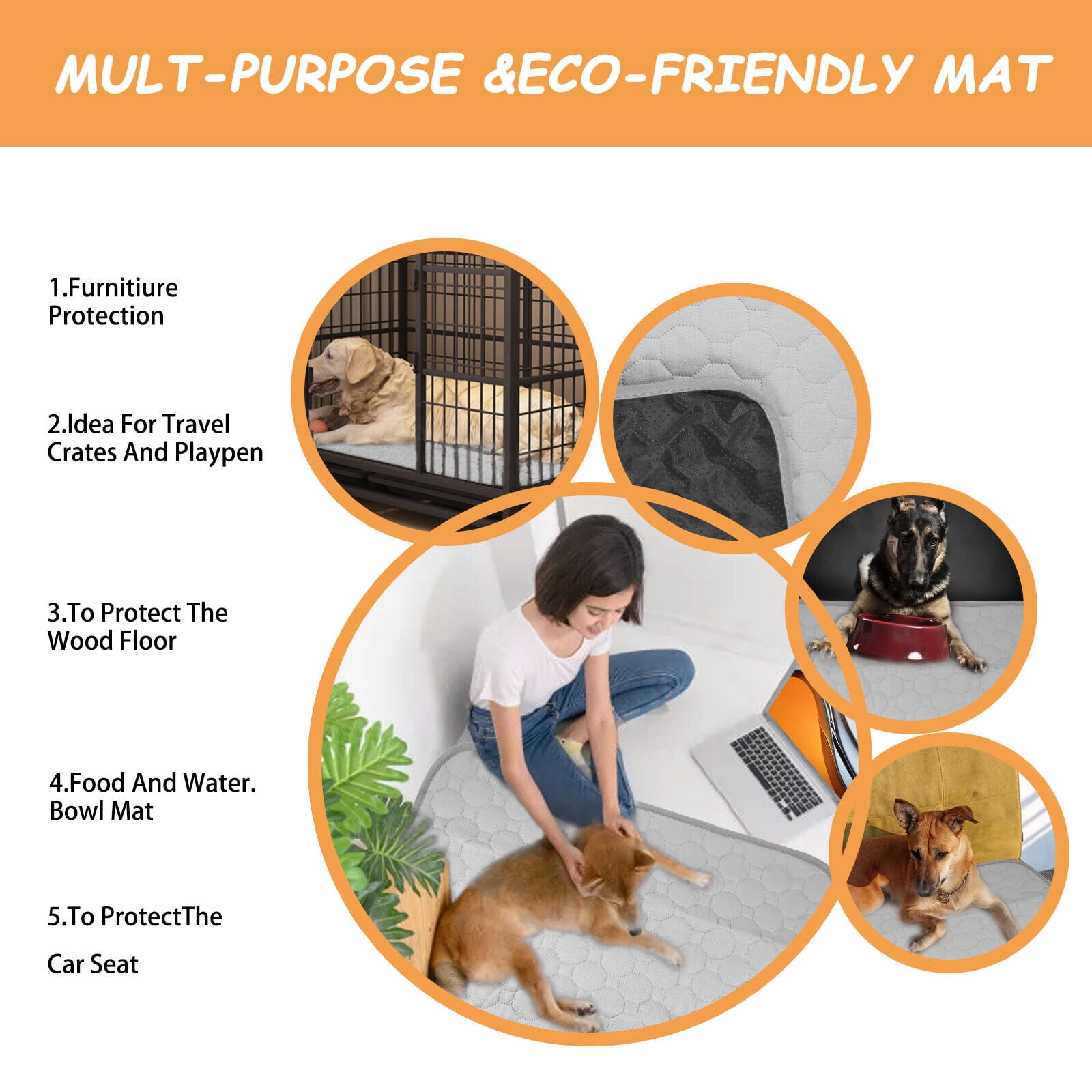 Reusable Puppy Pads, Washable Pee Pads for Dogs, Absorbent and Leakproof Training Mats for Potty, Bed, Sofa