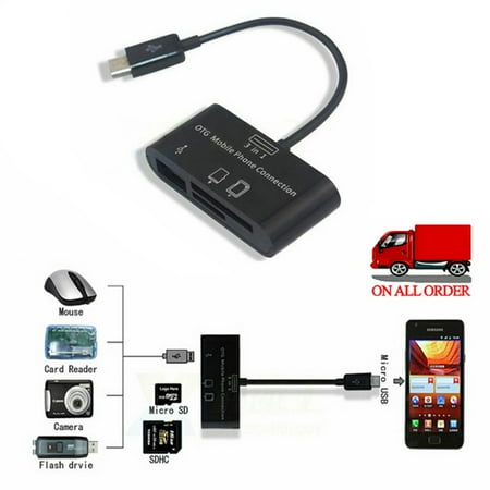 Portable USB Card Reader Multi-port, Compatible With SD/TF/SDHC Memory Cards For Android Cellphone And Camera Support OTG