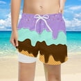 thumbnail image 2 of oqasdz Boys Girls Shorts Ice Cream Print Elastic Waist Breathable Swimwear Kids Child Outdoor Sports Casual Board Shorts Size 14 Y-16 Y, 2 of 4
