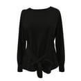 thumbnail image 6 of YUGYXL Women Long Sleeve Sweatshirt Pullover Fashion Casual Side Tie Knot Loose Fit Y2k Novelty Fall Outfits Clothes Black XL, 6 of 6