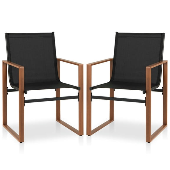 GVN Outdoor Kitchen Chair, Dinner Chairs,Outdoor Dining Chairs with Breathable Seat and Backrest Set of 2-Black