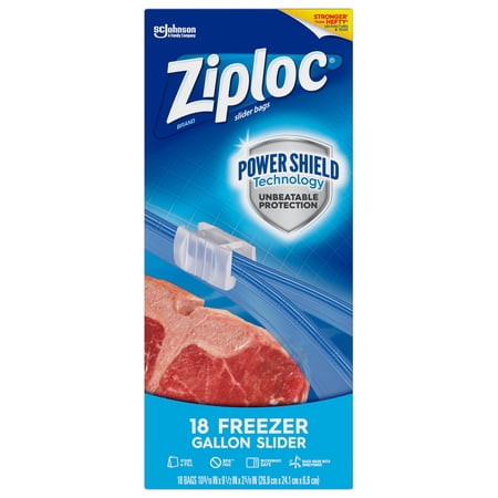 Ziploc Brand Slider Freezer Gallon Bags with Power Shield Technology, 18 Count, Pack of 4 (72 Total Bags)