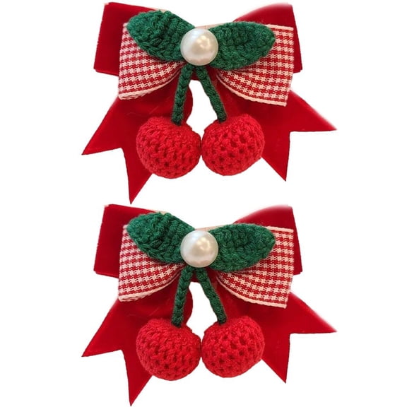 vlrwzc Cute Hairpins 2PCS Sweet Cherry Bow Hair Barrettes Non-slip Hair Clips Headwear Hair Accessories