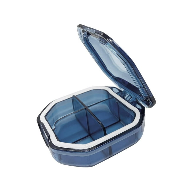Xuanheng Small Pill Container Lightweight with Compartments Pill Holder for Bag Purse Blue Sqaure