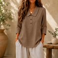 thumbnail image 5 of Summer Sales Womens Summer Tops Loose‑Fit Cotton‑Linen 3/4 Sleeve Lightweight Casual Blouse Oversized Tshirts for Women Under 12$, 5 of 6