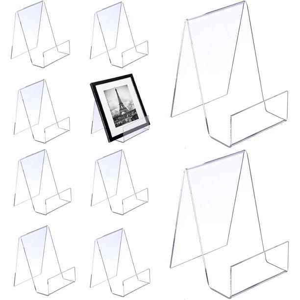 Soporte para libros de acrílico transparente, soporte para artículos como sujetalibros y soporte, 10 Uds.