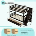thumbnail image 3 of Costway Twin Over Twin Bunk Bed with Storage Stairs & Drawers Full-length Guardrails Brown, 3 of 10
