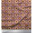thumbnail image 1 of Soimoi Yellow Heavy Satin Fabric Seamless Moroccan Damask Print Fabric by the Yard 54 Inch Wide, 1 of 3