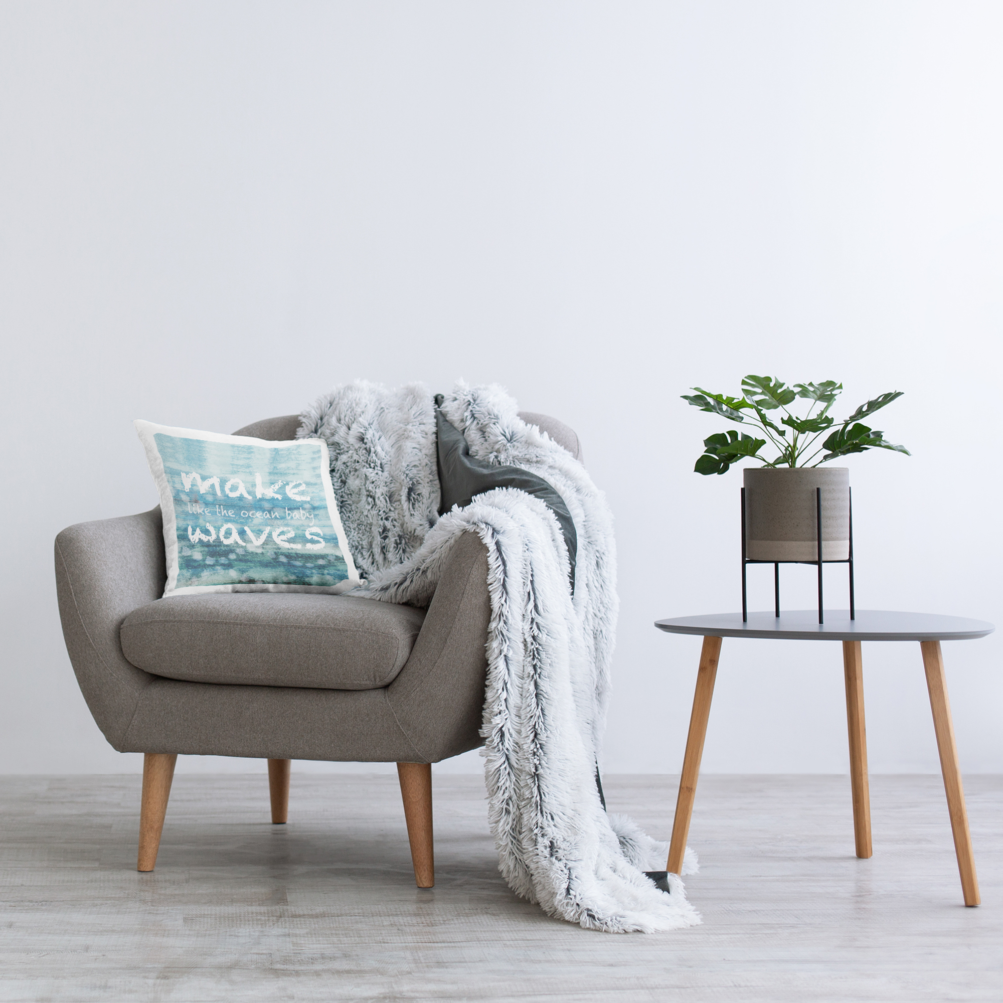Stupell Industries Make Waves Like The Ocean Phrase Printed Throw Pillow Design by Flora Kouta
