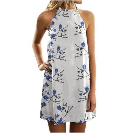 

Juebong Fashion Women Summer Casual Pullover Printing Sexy Sleeveless Mini Dress