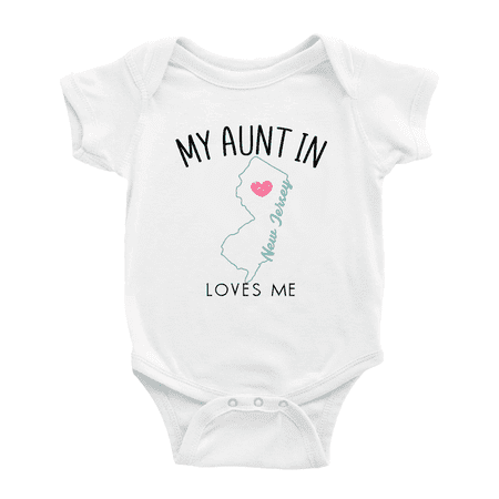 

My Aunt In New Jersey Loves Me Baby Short Sleeve Romper Bodysuits 6-12 Months