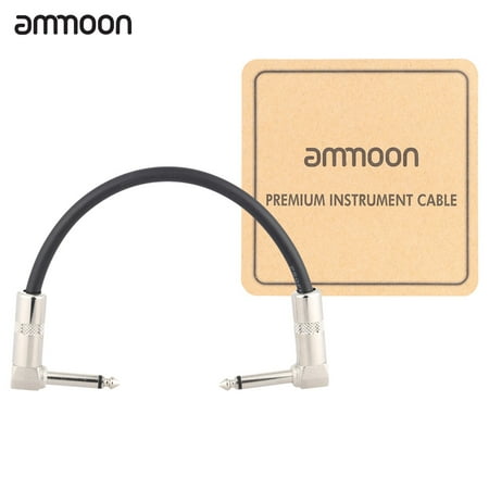 ammoon AC-10 15cm / 0.5 Feet Guitar Patch Effect Pedal Instrument Cable Cord 1/4 Inch 6.35mm Silver Right Angle Plug