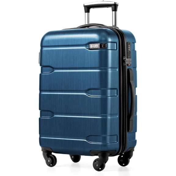 Coolife 20-inch Hardside Carry-On Luggage with TSA Lock, Spinner Wheels, and Adjustable Handle (Blue)