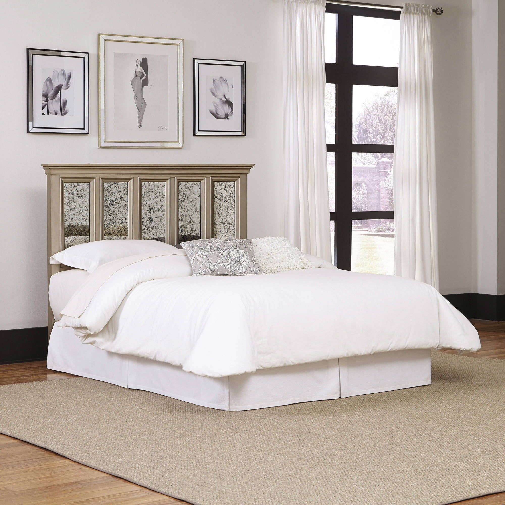 Visions Queen Headboard, Silver and Gold Champagne