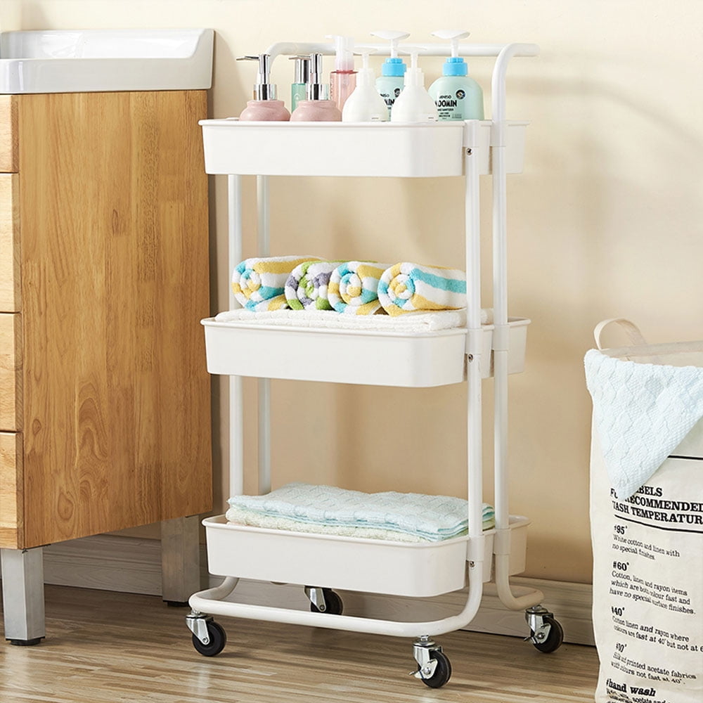 Lowestbest 3-Tier Storage Utility Cart, Mobile Shelving Unit Organizer with 4 Wheels for Home Kitchen Office Lowestbest 3-Tier Storage Utility Cart, Mobile Shelving Unit Organizer with 4 Wheels for Home Kitchen Office
