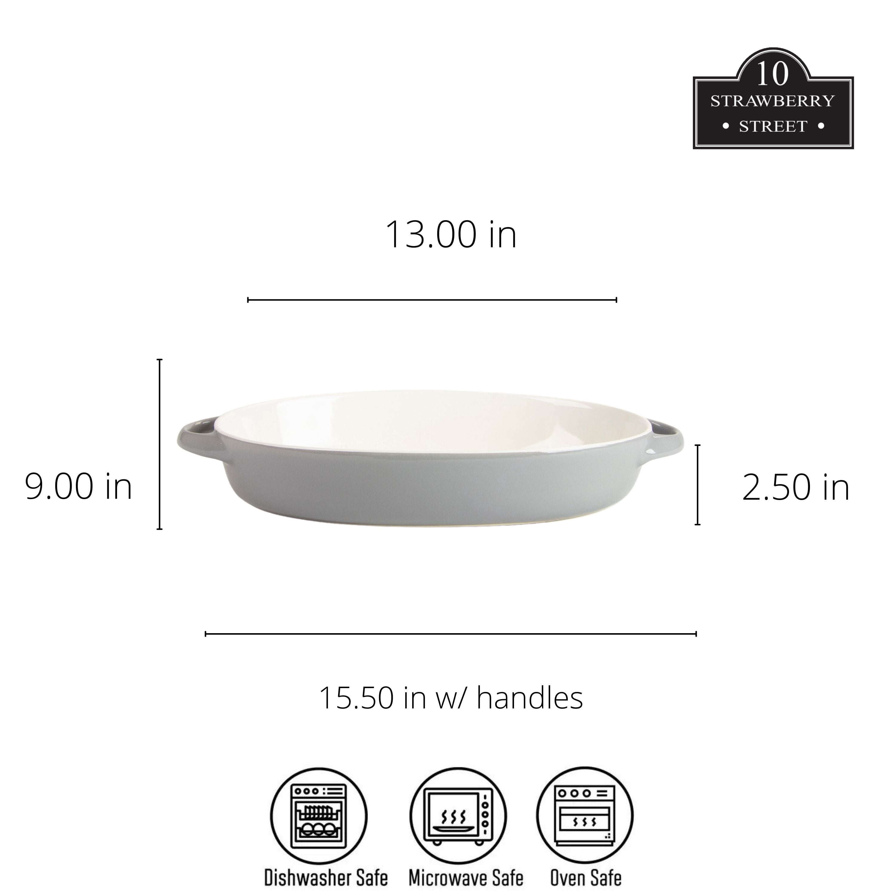 10 Strawberry Street Sienna Oval 13" and 10.5" Stoneware Bakeware Set of 2, Gray