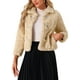 thumbnail image 1 of Abrigos de piel sintética INSPIRE CHIC para mujeres, chaqueta casual de invierno con cuello, cropped, color albaricoque, talla XS, 1 of 1