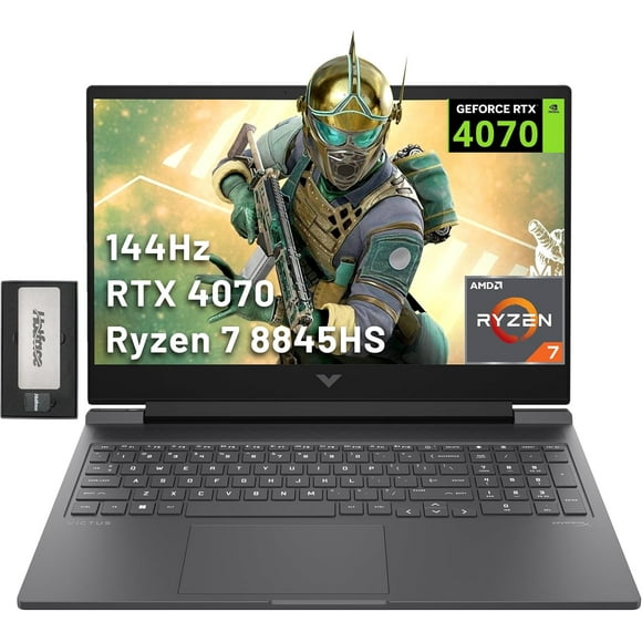 HP Victus 16.1" FHD 144Hz Gaming Laptop, AMD Ryzen 7-8845HS, 64GB DDR5, 4TB SSD, NVIDIA GeForce RTX 4070, Backlit Keyboard, FHD Camera, Wi-Fi 6, Win 11 Pro, Silver, 256GB Docking Station Set