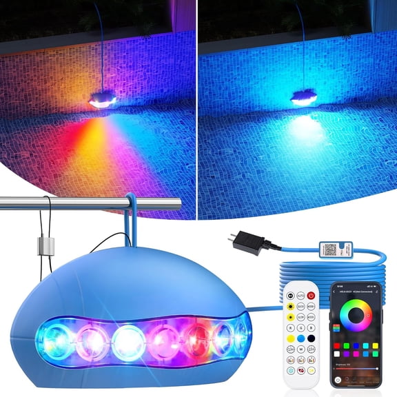 18W Above Ground Pool Lights with APP & Remote Control, 12V RGB Smart LED Pool Light, IP68 Underwater Pool Light for Above Ground Inground Pools with 4 Installation