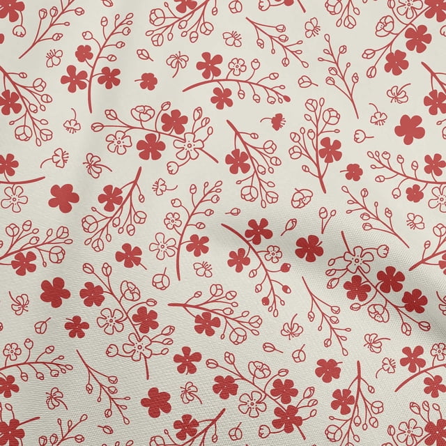 oneOone Velvet Red Fabric Asian Floral Sewing Craft Projects Fabric Prints By Yard 58 Inch Wide