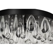 Kenroy Home Cascade 13'' Flush Mount Ceiling Light Fixture with Tiered Rows of Cascading Glass Crystal Beads for Entryway, Living Room, Dining Room, or Bedroom, Black