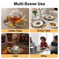 thumbnail image 2 of Welcome Round 13 Inch Placemats Set of 4, Summer Sunflowers Bohemia Floral Rustic Brown Wood HeatResistant Non Slip Place Mats for Dining Table, Wipeable Braided Kitchen Table Mats for Housewarming, 2 of 9