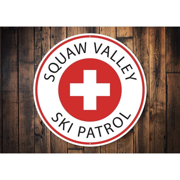Ski Patrol Circle Novelty Decor, Metal Wall Sign - 12" Circle