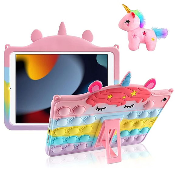 Rainbow Unicorn Case for Apple iPad 9th/8th/7th Generation 10.2-inch Kids Shockproof Cover with Stand