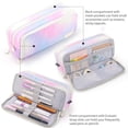 thumbnail image 3 of Canvas Pencil Case Large Capacity 4 Compartments Double Sided Hanging Loop Assorted Colors for Students Teens Adults, 3 of 5