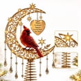 thumbnail image 2 of Enchanted Moonlight Tree Topper, Christmas Tree Topper Golden Crescent Glow, Dangling Snowflake Charm, Lighted Festive Ornament, Magical Holiday Centerpiece(Cardinal Heaven), 2 of 8