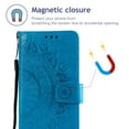 thumbnail image 3 of Allytech Embossed Mandala PU Leather Case for iPhone 13 Pro 2021(6.1"), Slim Soft TPU Bumper Anti-Scratch Flip Kickstand Detachable Lanyard Wallet Protective Case for iPhone 13 Pro, Blue, 3 of 6