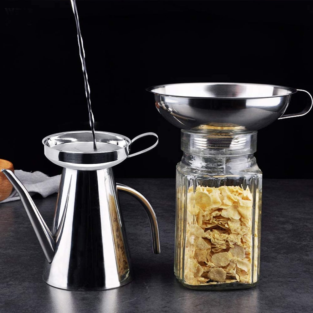 Set De 2 Entonnoirs En Inox Pour Mise En Conserve - Grand (14,8 Cm) Et Petit (10,5 Cm) - Avec Poignée, Accroche-mur - 7