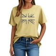 thumbnail image 3 of Camisetas de Verano de Manga Corta de las Mujeres Nuevo Suéter de Cuello de Tripulación, Top de Fiesta Impreso Casual para la Primavera, 3 of 4